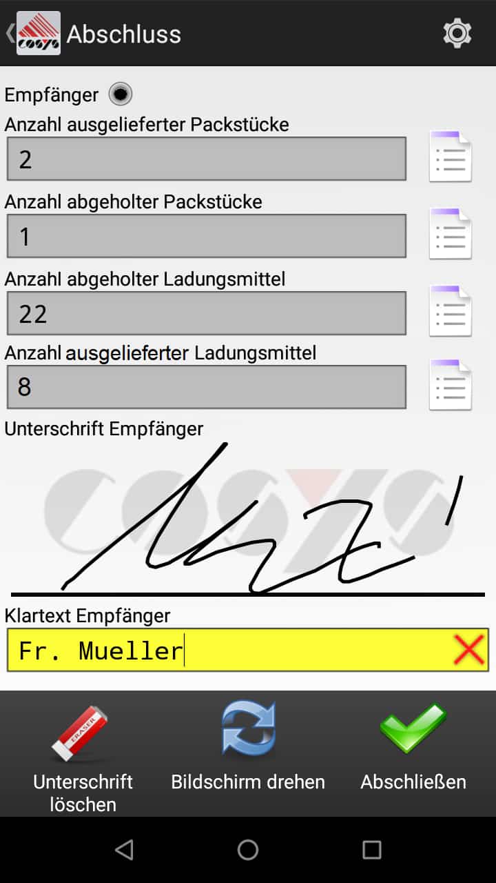 Software Android di selezione clienti di COSYS