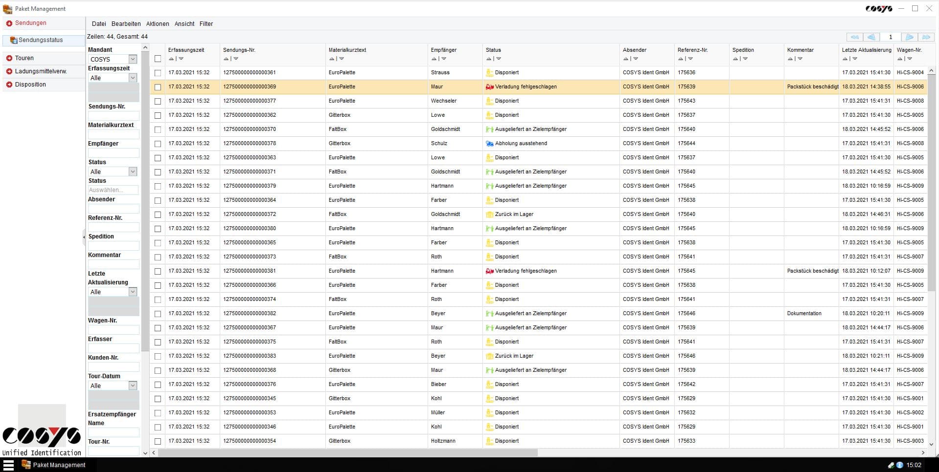 Trasporto COSYS WebDesk Trasporto COSYS WebDesk