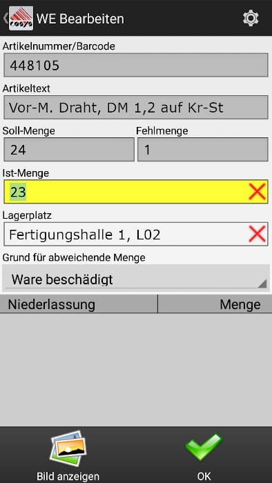 Magazzino - Ricevimento merci