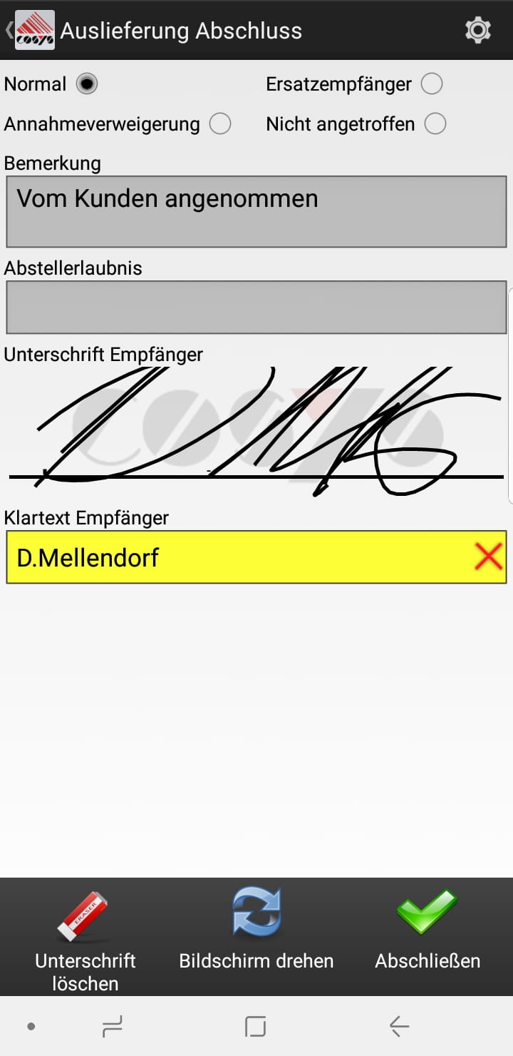 Selezione delle merci in arrivo Software Android di COSYS Selezione delle merci in arrivo Software Android di COSYS