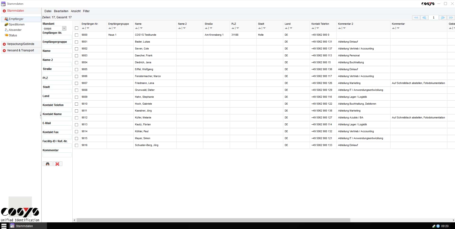 Gestione interna dei pacchetti logistici Sendungsübersicht