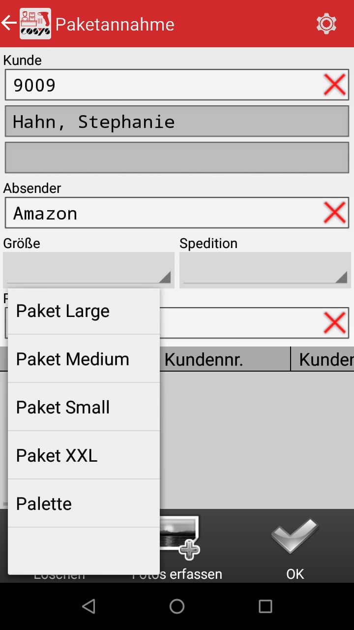 Accettazione dei pacchi Paketshop Software