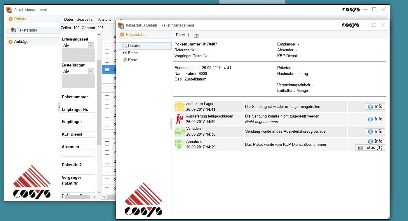 Gestione interna dei pacchetti logistici Sendungsübersicht Gestione interna dei pacchetti logistici Sendungsübersicht