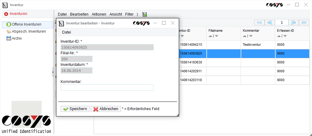 Modifica dell´inventario