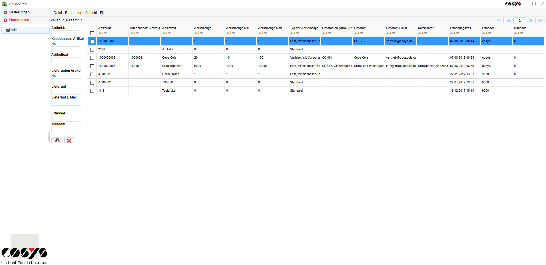 Articolo sull´ordine online