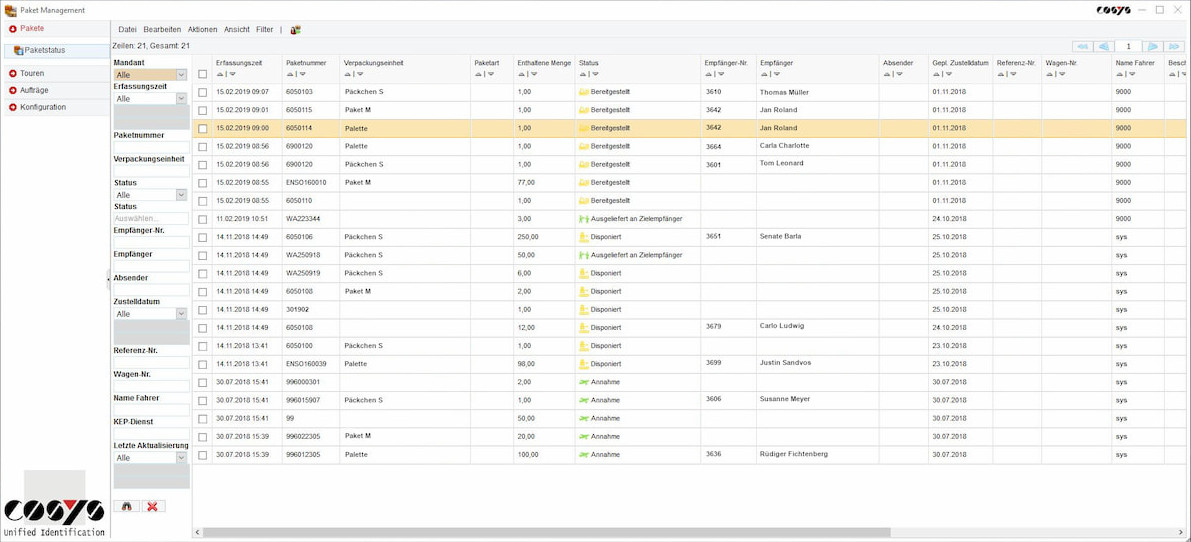 Gestione delle parcelle Stato delle parcelle
