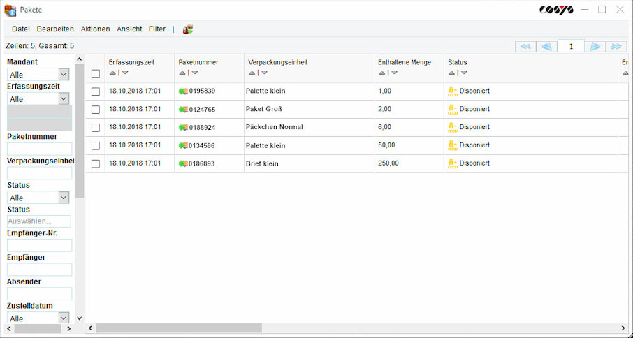 Stato del tour di gestione delle parcelle