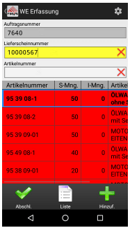 Abholung Kundenauswahl Android Software von COSYS Abholung Kundenauswahl Android Software von COSYS